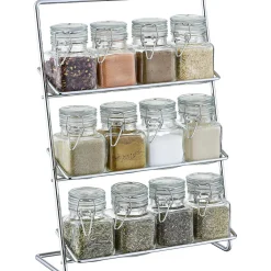 Support à épices en métal avec 12 bocaux