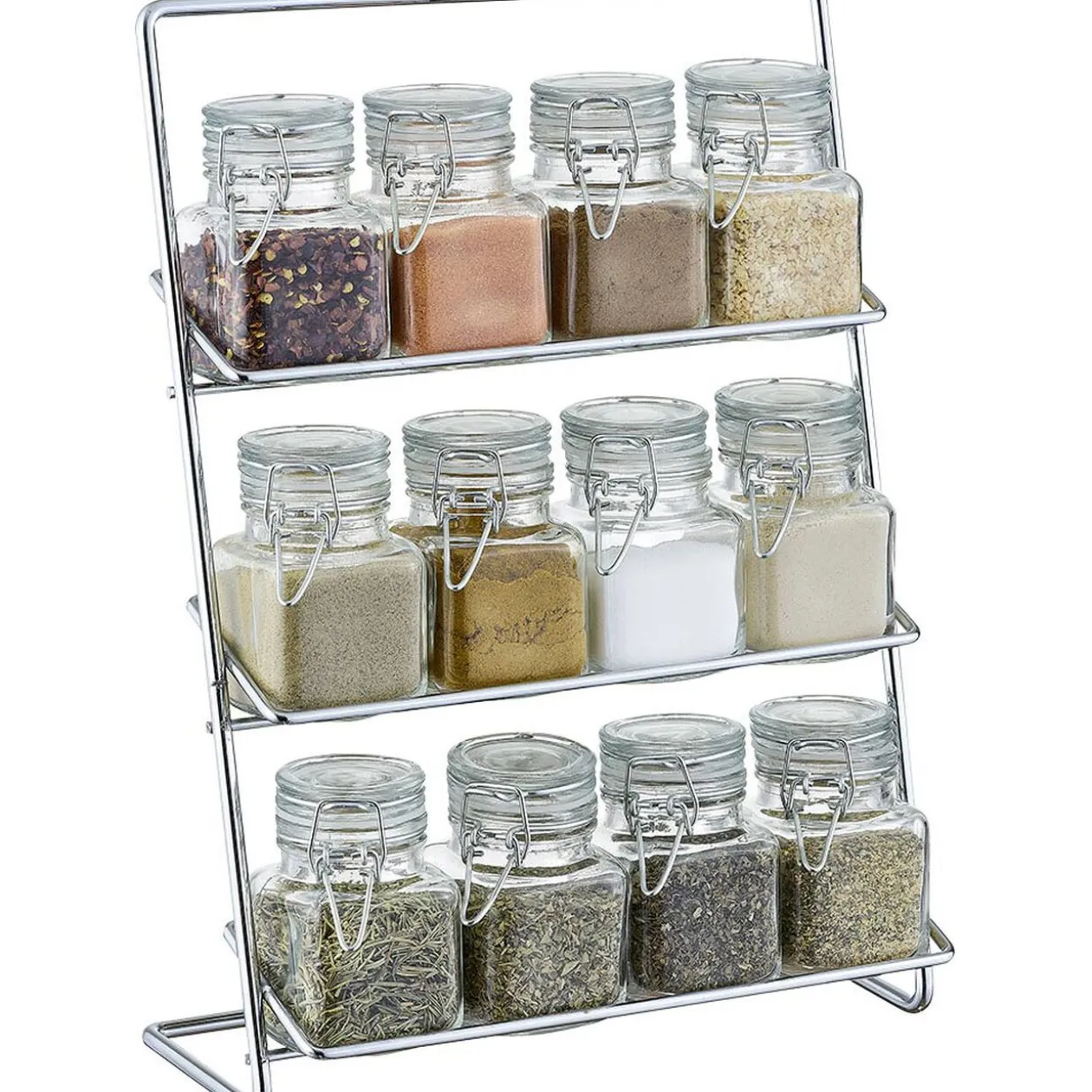 Support à épices en métal avec 12 bocaux