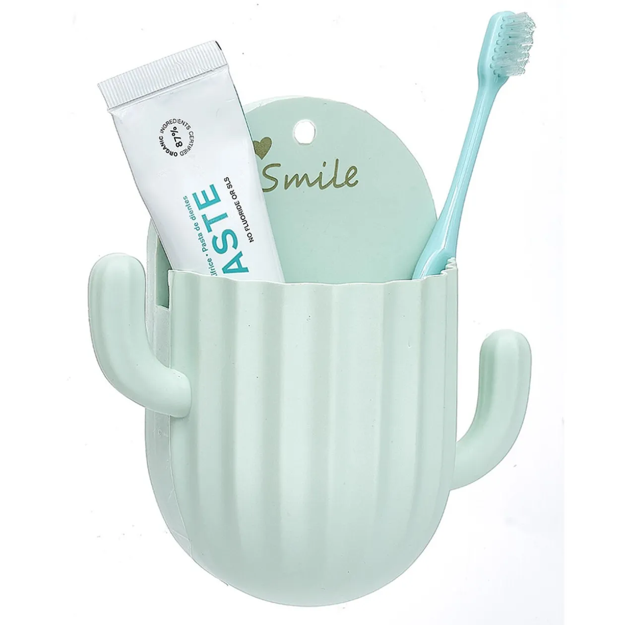Support brosse à dents adhésif forme cactus