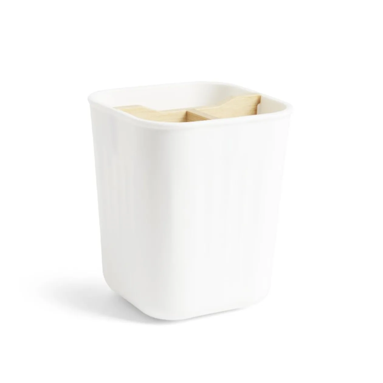 Support brosse à dents bambou et plastique blanc