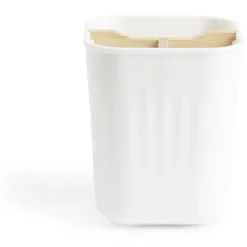 Support brosse à dents bambou et plastique blanc