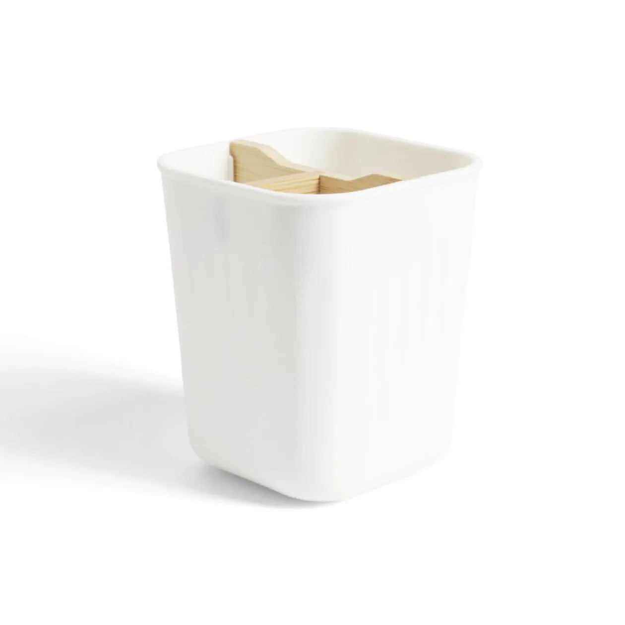 Support brosse à dents bambou et plastique blanc