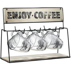 Support en métal avec 6 tasses expresso en verre