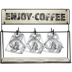 Support en métal avec 6 tasses expresso en verre