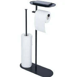 Support papier WC et téléphone noir 36xH66x13,5cm