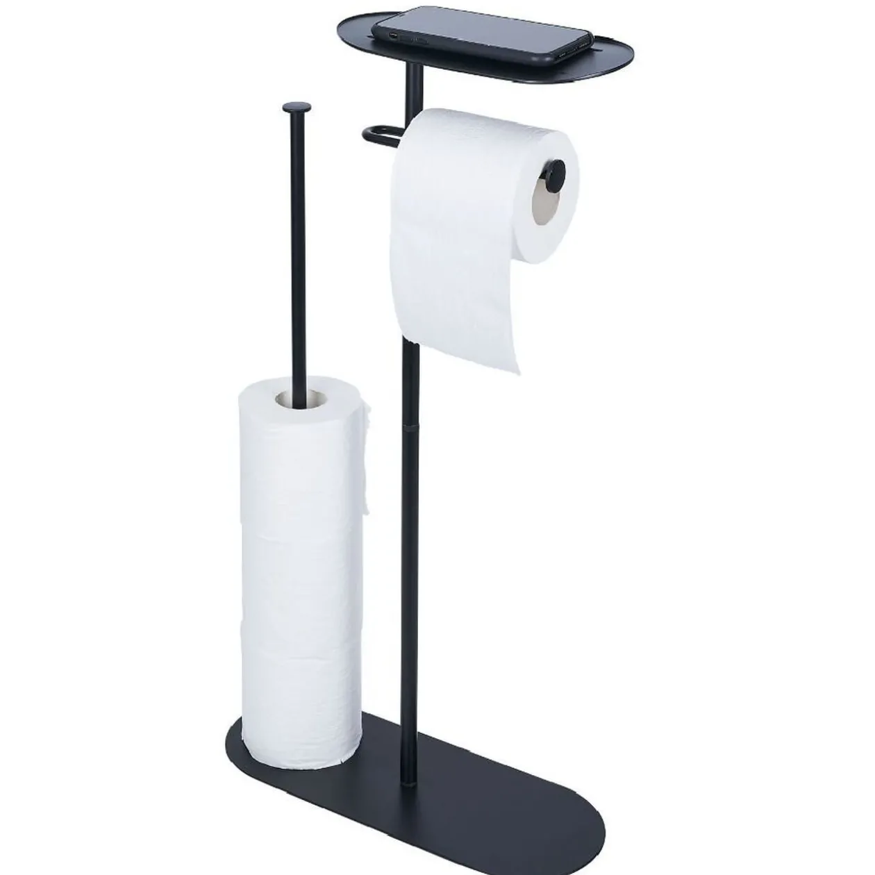 Support papier WC et téléphone noir 36xH66x13,5cm