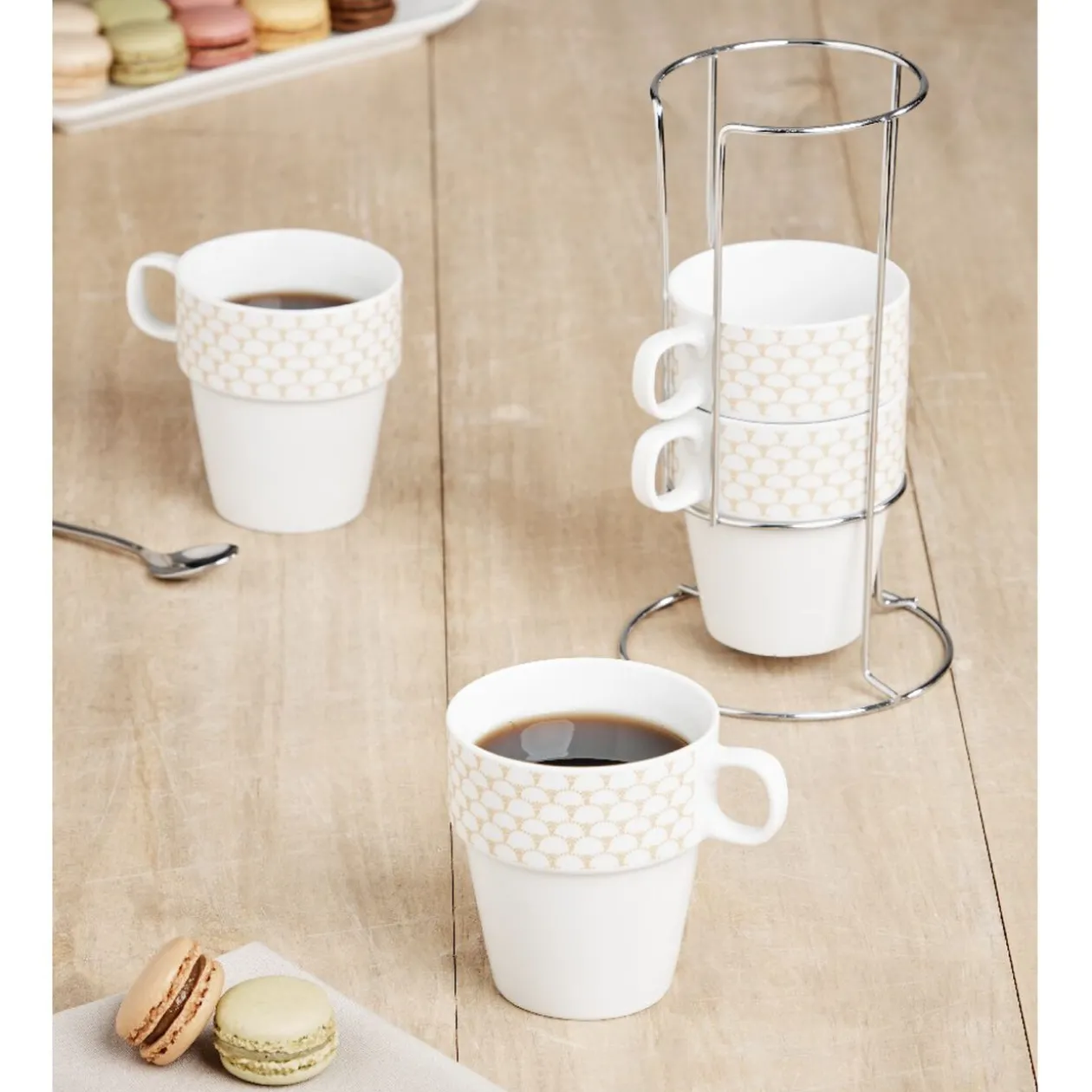 Support tasse avec 4 tasses empilables