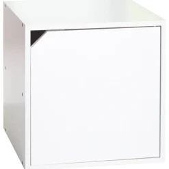 Table de chevet Kobe blanche 2 niches et 1 porte