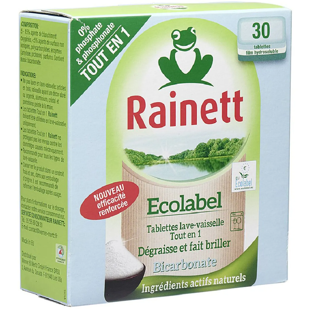 Tablette lave-vaisselle tout en 1 Rainett certifié Ecolabel x30