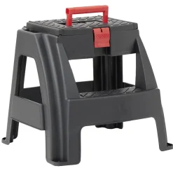 Tabouret 2 marches avec rangement intégré noir et rouge