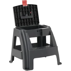 Tabouret 2 marches avec rangement intégré noir et rouge