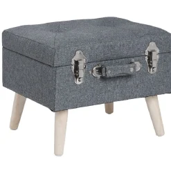 Tabouret Malory gris clair avec malle intégrée