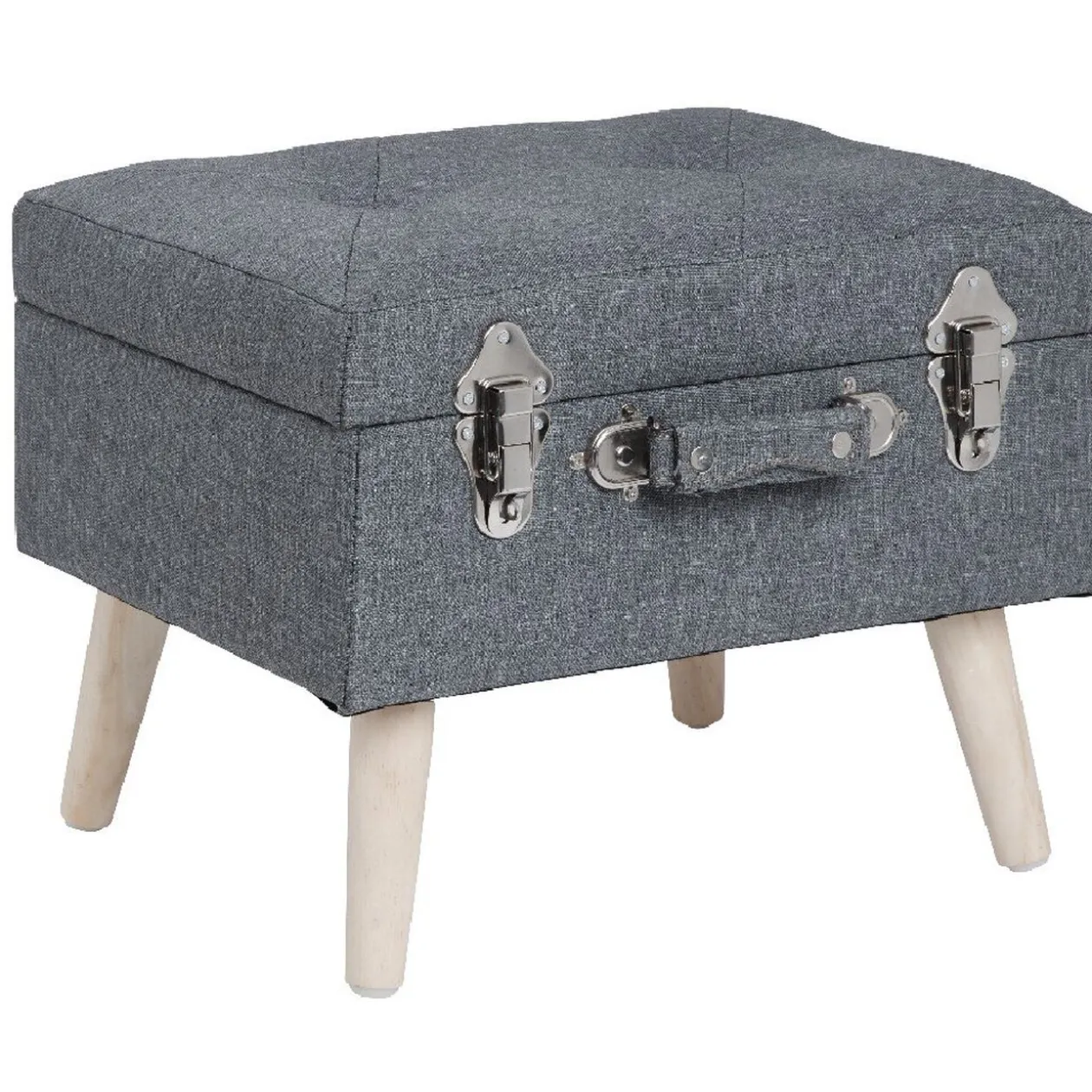 Tabouret Malory gris clair avec malle intégrée
