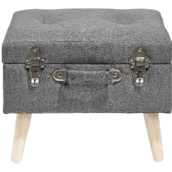 Tabouret Malory gris clair avec malle intégrée
