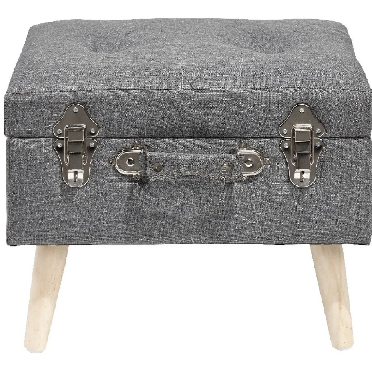 Tabouret Malory gris clair avec malle intégrée