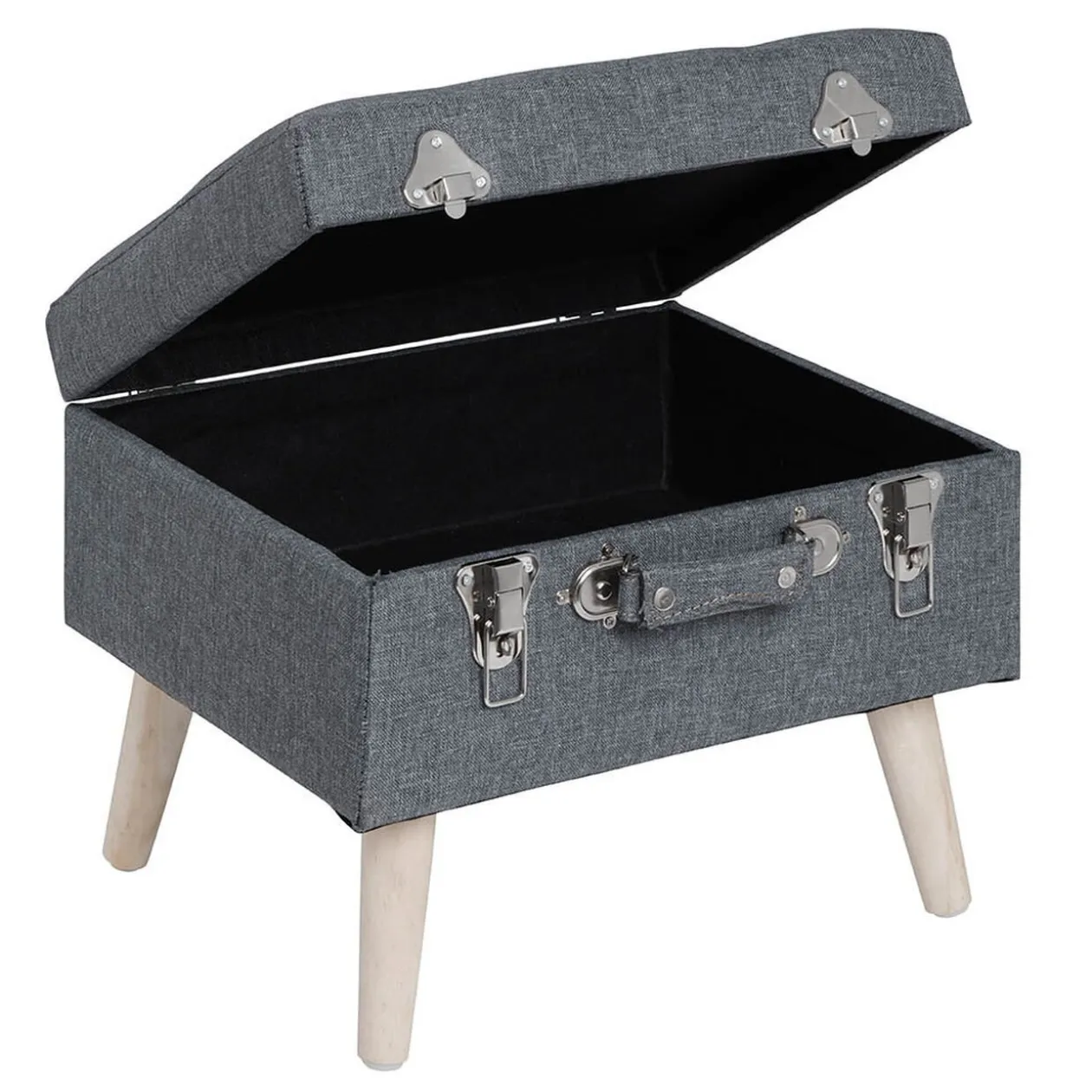 Tabouret Malory gris clair avec malle intégrée