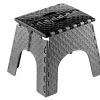 Tabouret marche pied pliant noir et gris H31 cm