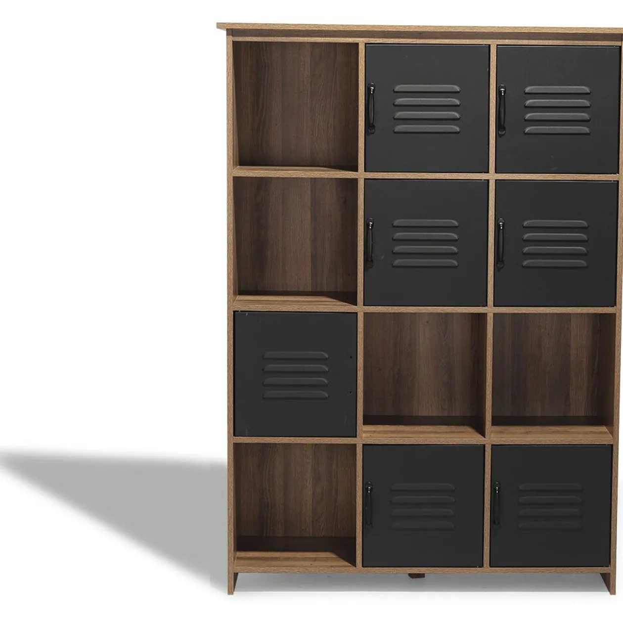 Étagère 12 casiers Liverpool miel et noire