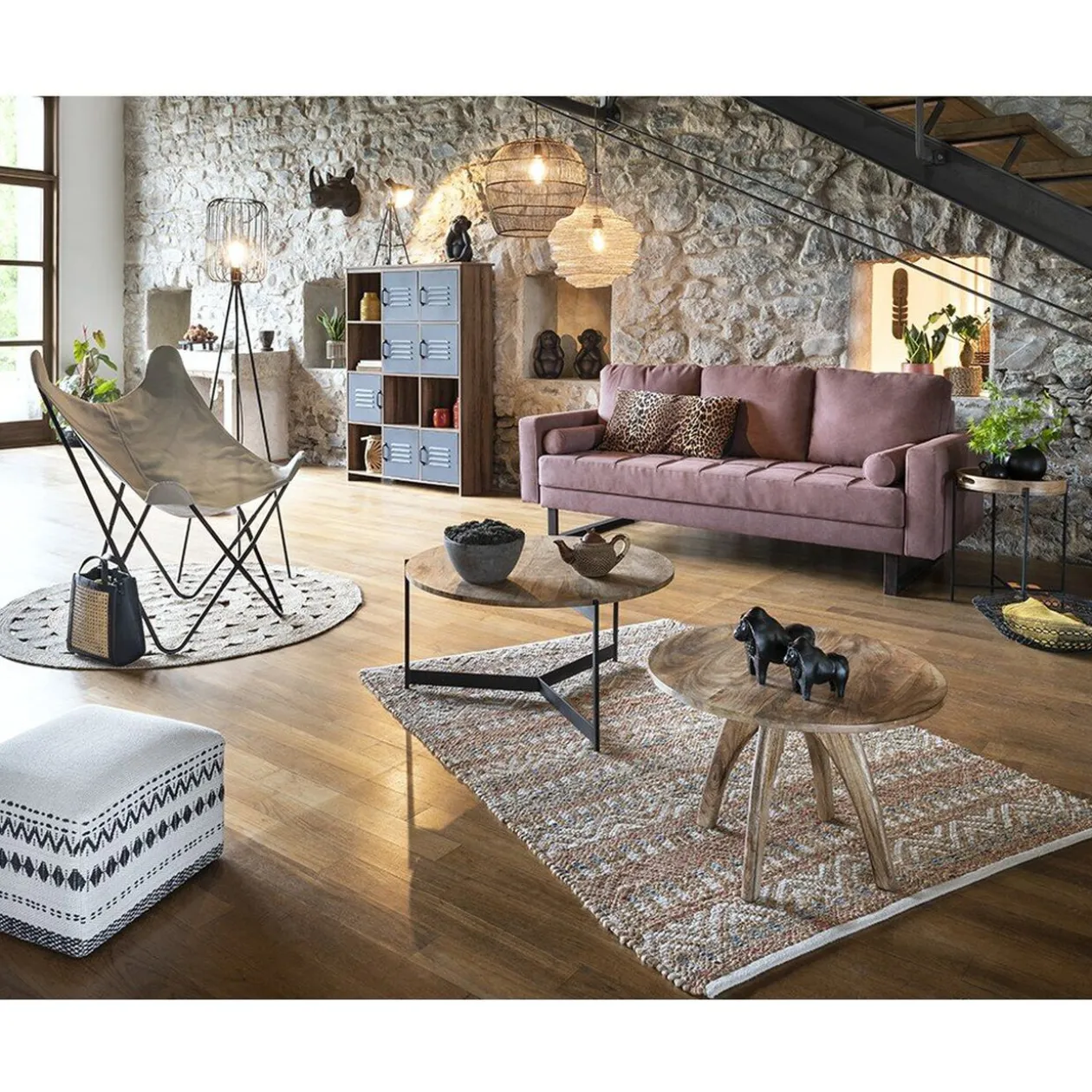 Étagère 12 casiers Liverpool miel et noire