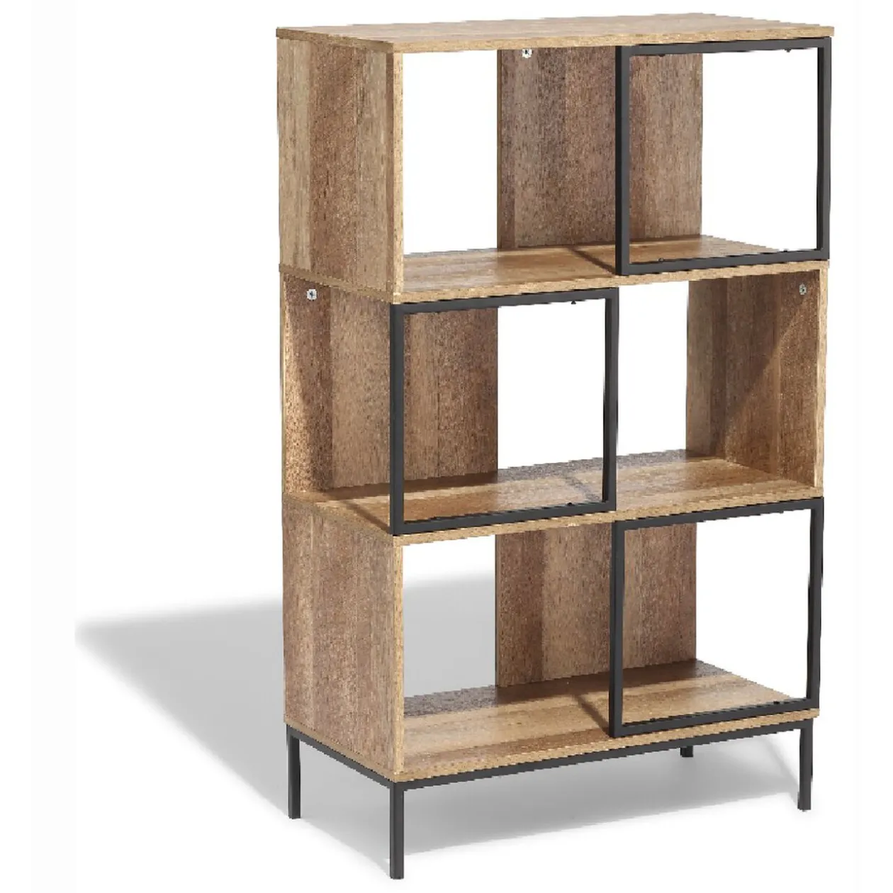 Étagère 6 casiers Stanley noire et naturelle
