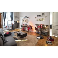 Étagère 6 casiers Stanley noire et naturelle