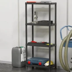 Étagère 4 niveaux ajourés noire