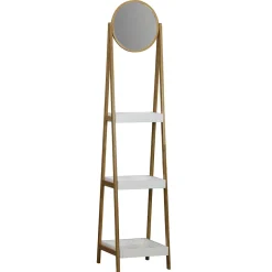 Étagère 3 niveaux avec miroir blanc