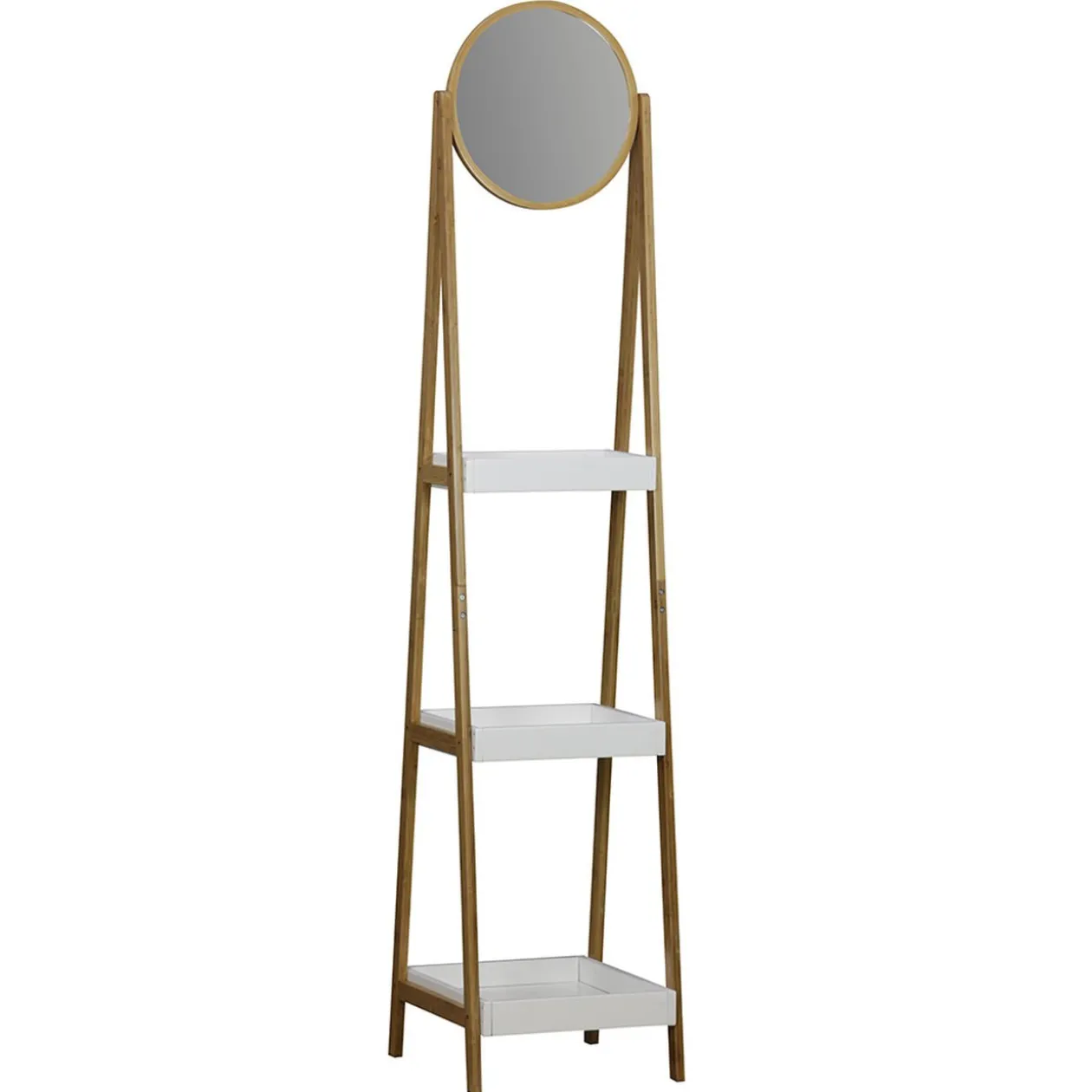 Étagère 3 niveaux avec miroir blanc