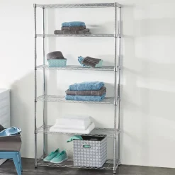 Étagère 5 niveaux gris chromé