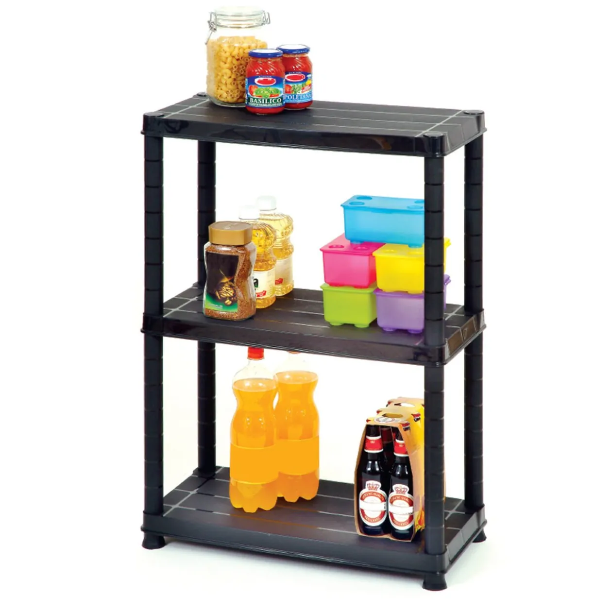 Étagère 3 niveaux plastique noir