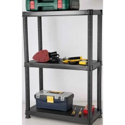 Étagère 3 niveaux plastique noir