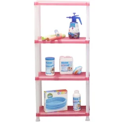 Étagère 4 niveaux transparent rose