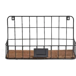 Étagère armature métal noir socle bois