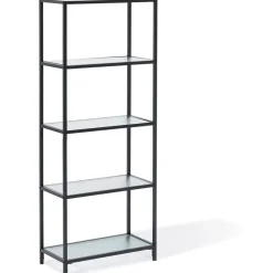 Étagère Arty métal noir et verre trempé - L60xP30xH150 cm