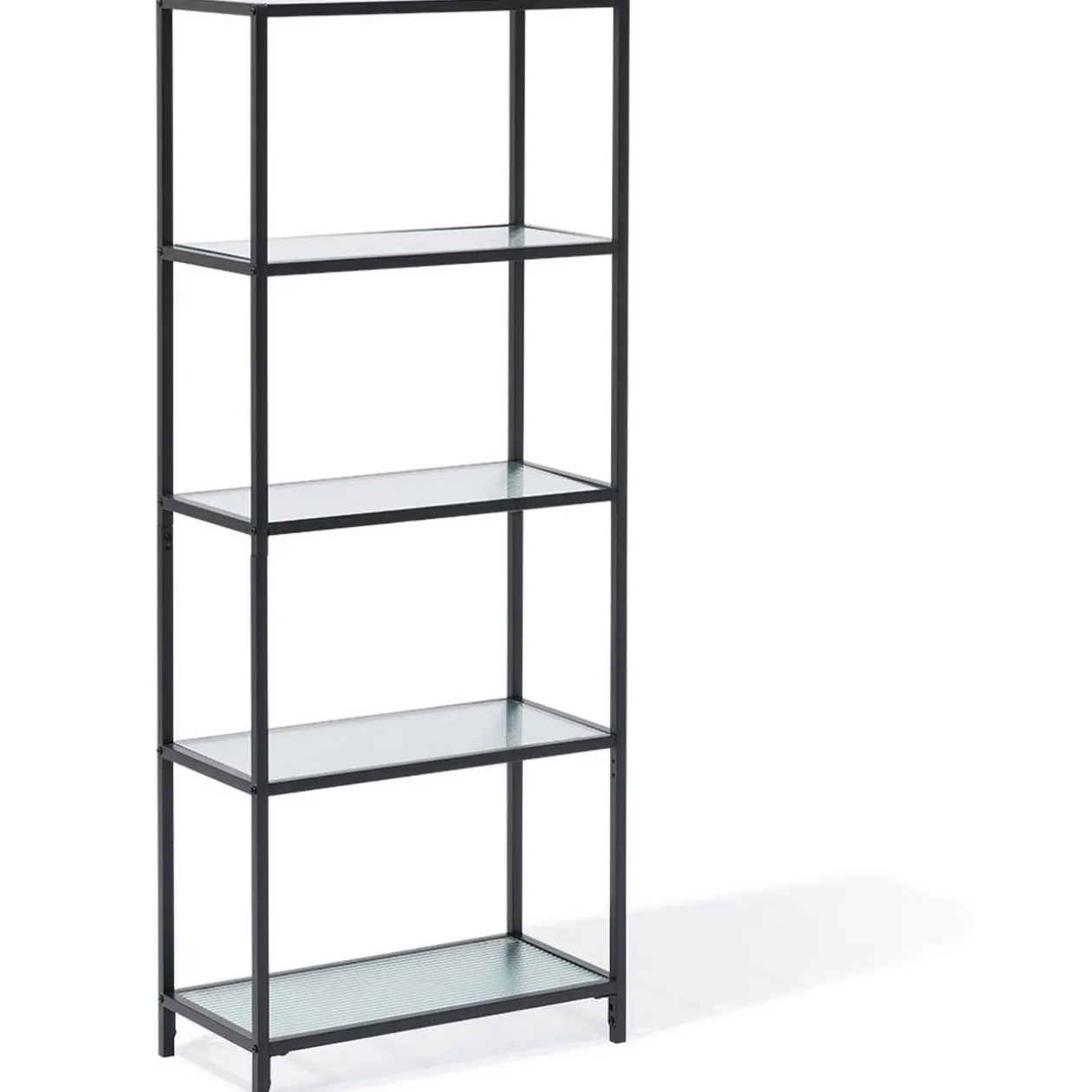 Étagère Arty métal noir et verre trempé - L60xP30xH150 cm