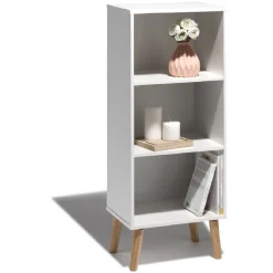 Étagère Bergen blanche 3 niveaux pieds naturel - L.41 x P.29 x H.99 cm