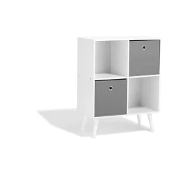 Étagère Bilbao blanche 2 tiroirs et 2 niches