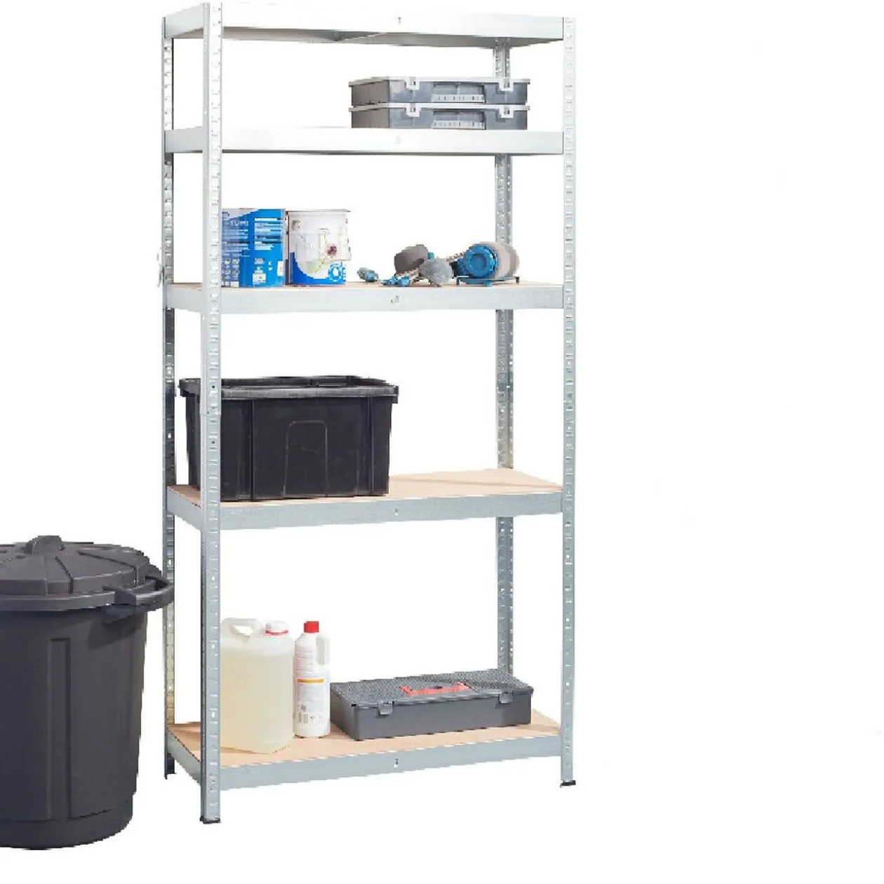 Étagère bricolage 5 niveaux bois et métal