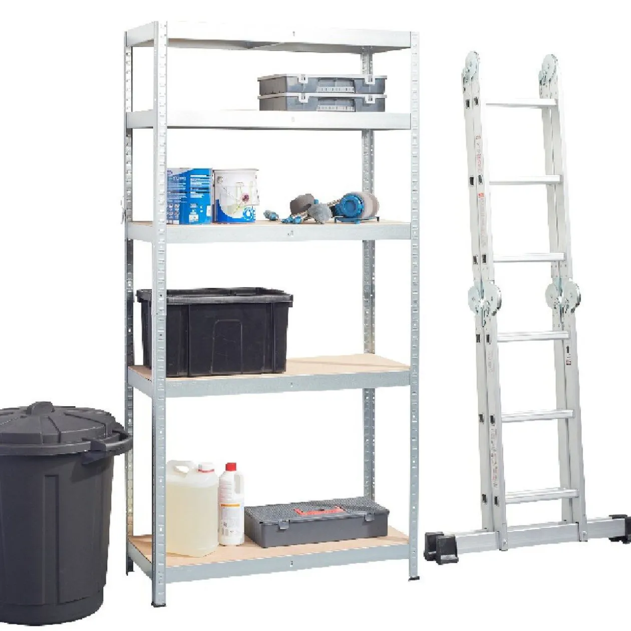 Étagère bricolage 5 niveaux bois et métal