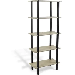 Étagère Damian 5 niveaux en bois noir et naturel