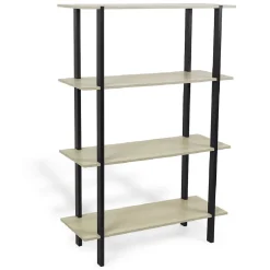 Étagère Damian 4 niveaux en bois noir et naturel