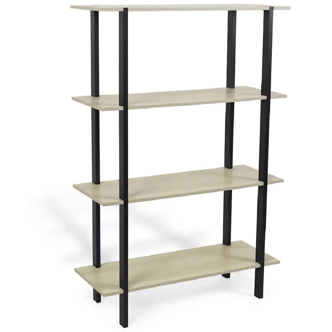 Étagère Damian 4 niveaux en bois noir et naturel