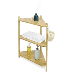 Étagère d'angle bambou 3 niveaux