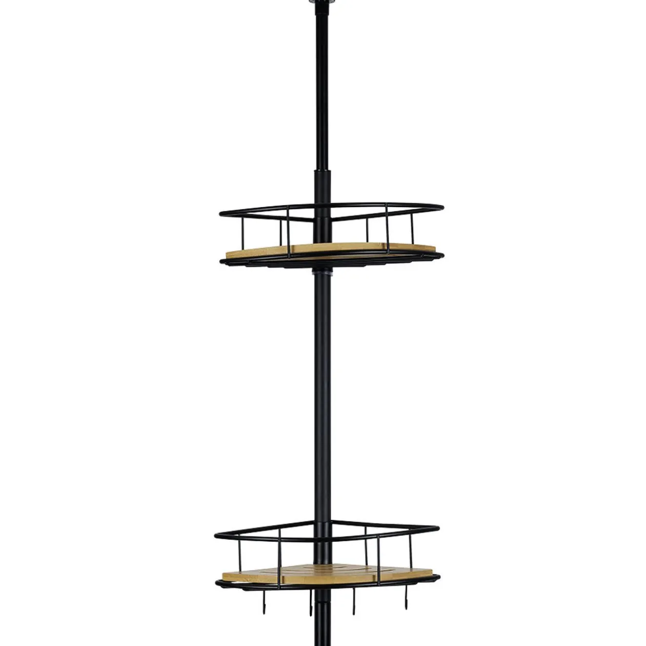 Étagère d'angle métal et bambou 4 niveaux 16 crochets 20x20xH65/275cm