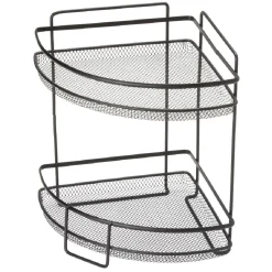 Étagère d'angle vintage métal noir 2 niveaux