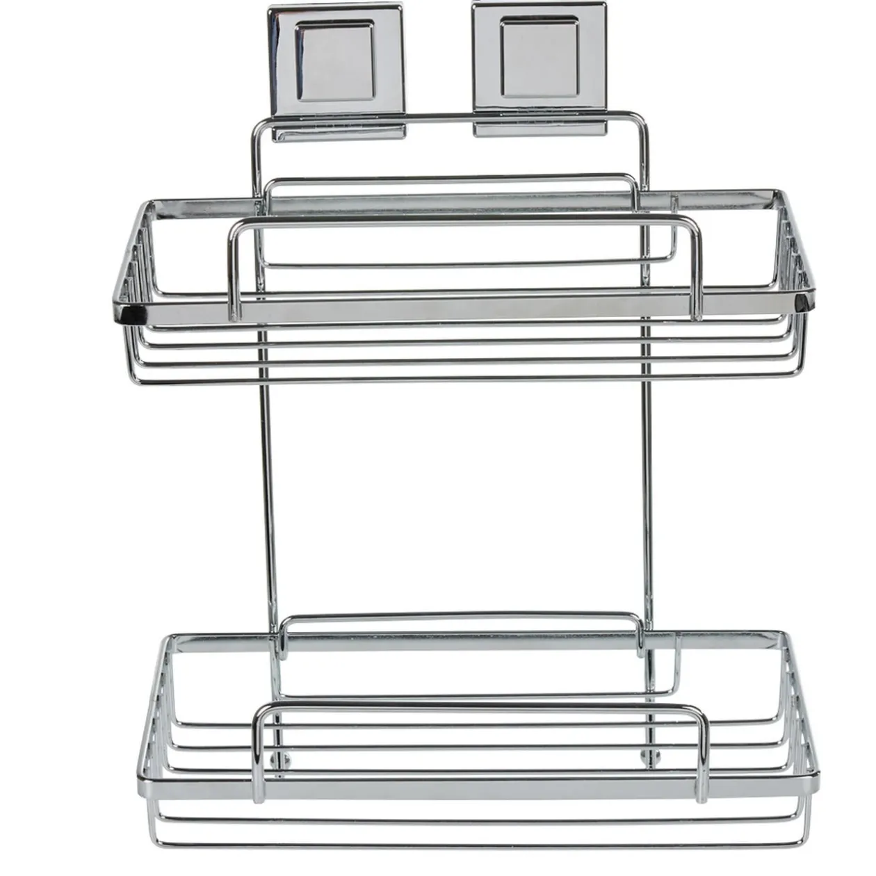 Étagère de douche 2 niveaux à ventouse gris