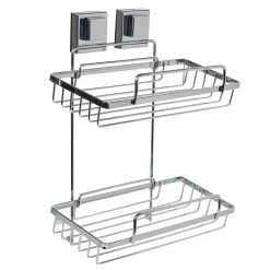 Étagère de douche 2 niveaux à ventouse gris
