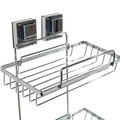 Étagère de douche 2 niveaux à ventouse gris