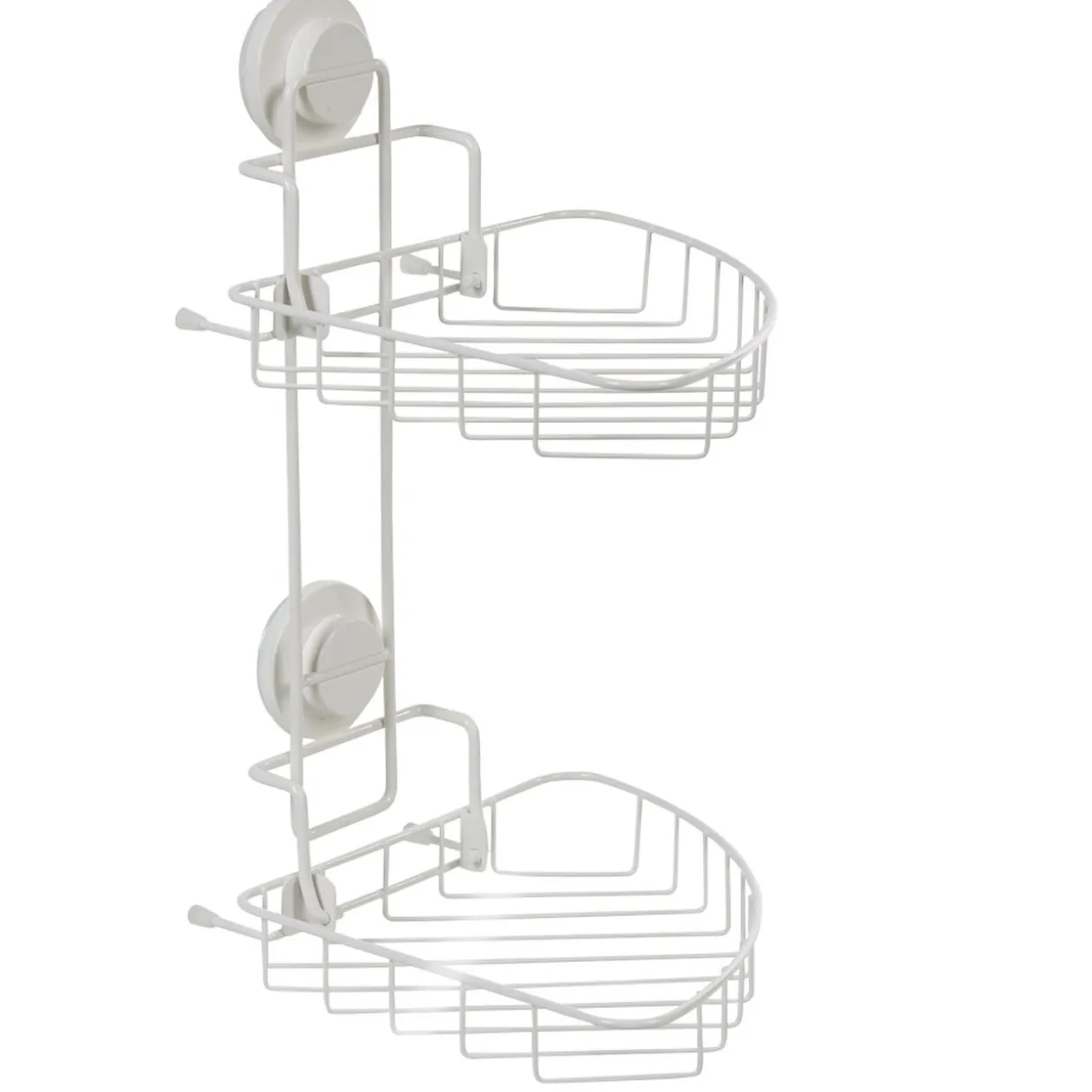 Étagère de douche 2 paniers d angle à ventouse blanc