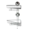 Étagère de douche 2 paniers d angle à ventouse gris